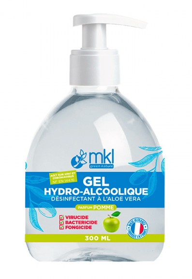 MKL Gel Hydro-Alcoolique Désinfectant à l'Aloe Vera Parfum Pomme 300ml